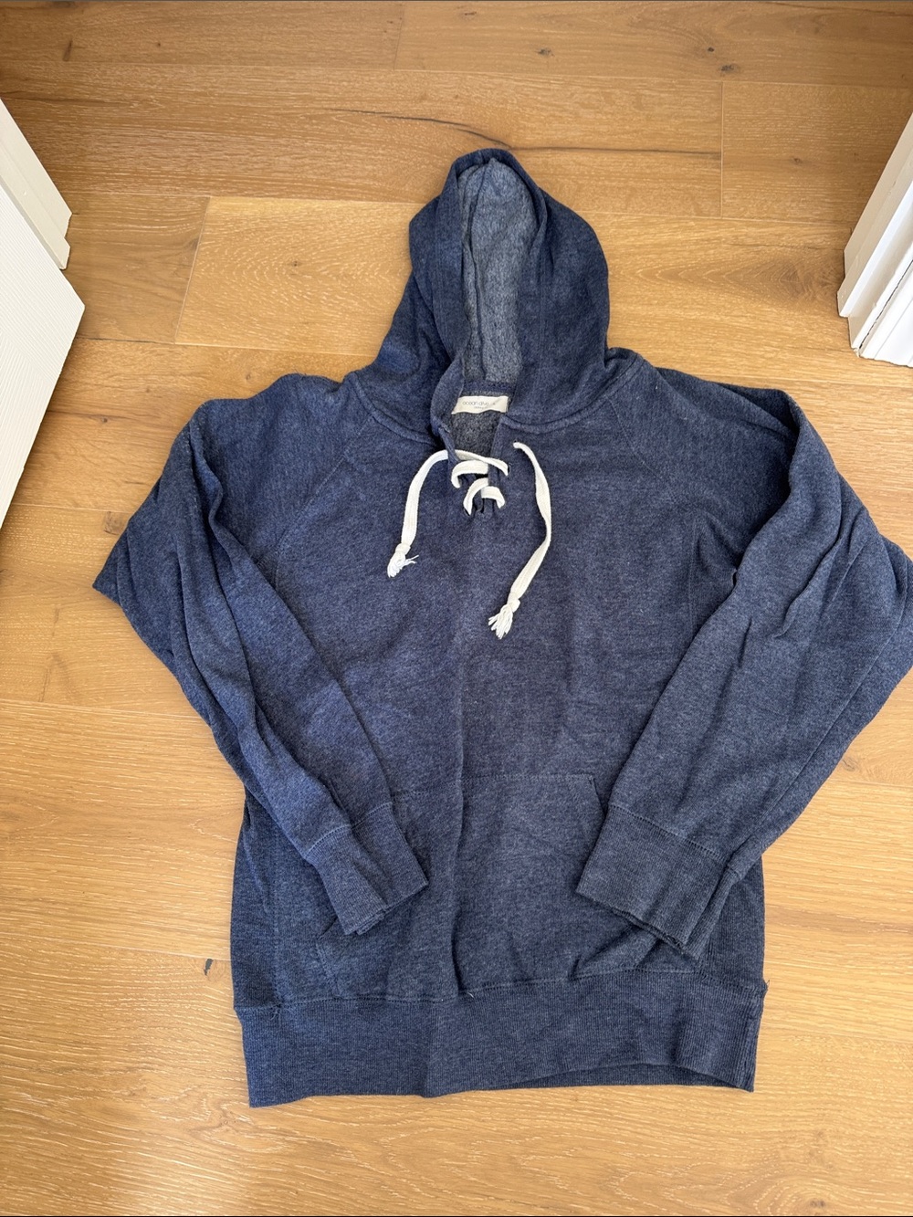 Ocean Drive Navy Blue Pullover Hoodie with White Drawstrings